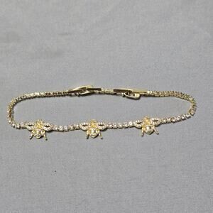 Dainty Gold Tone Bumble Bee Zircon Tennis Bracelet